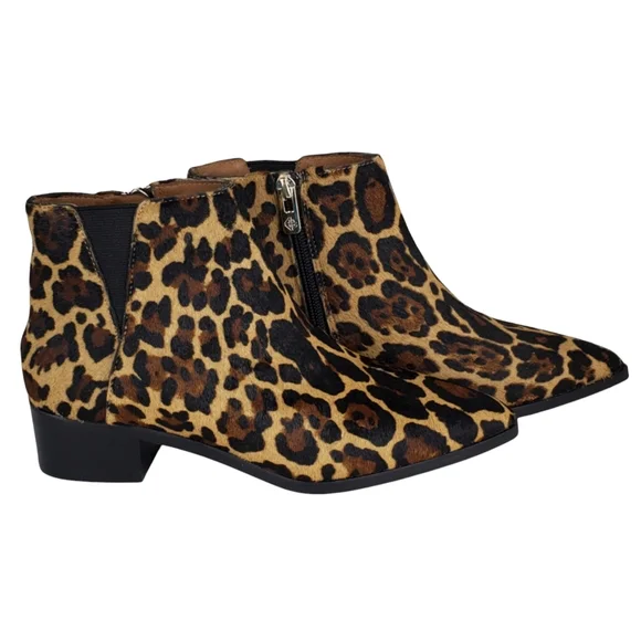 New Antonio Melani lavonnie leopard print haircalf block heel pointed booties - Picture 5 of 13